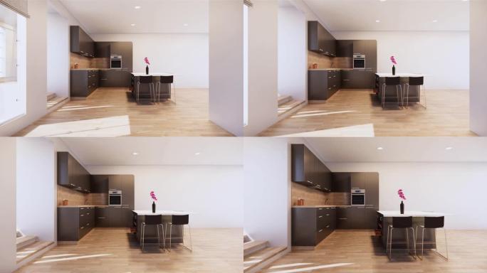 场景多功能房间创意，日本房间室内设计。3d渲染