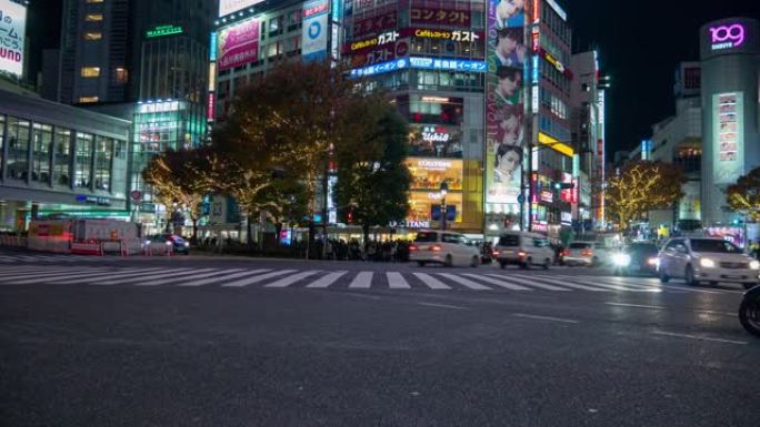 日本东京夜间涩谷穿越4k时间流逝