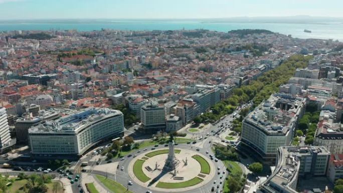 鸟瞰图。葡萄牙里斯本，里斯本城市景观包括爱德华多七世