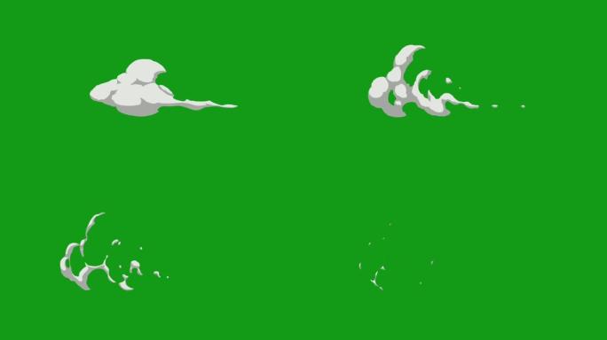 烟流绿屏运动图形烟雾卡通动画视频素材烟雾