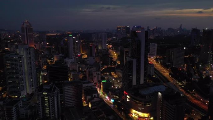 日落天空夜光吉隆坡市区交通全景4k瑞士