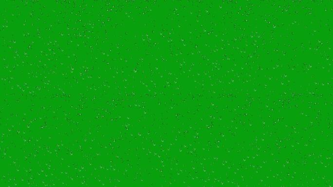 落雨滴在玻璃绿屏运动图形上