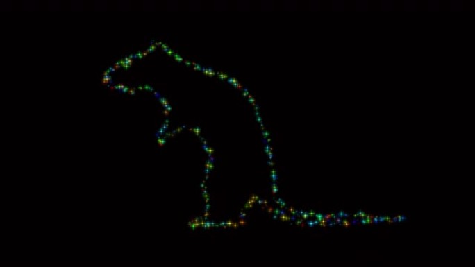 老鼠的轮廓是用彩色的灯光在透明的阿尔法上绘制的