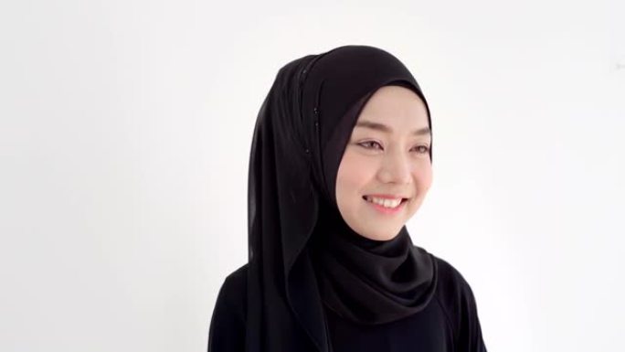 一位年轻的亚洲穆斯林妇女的特写肖像