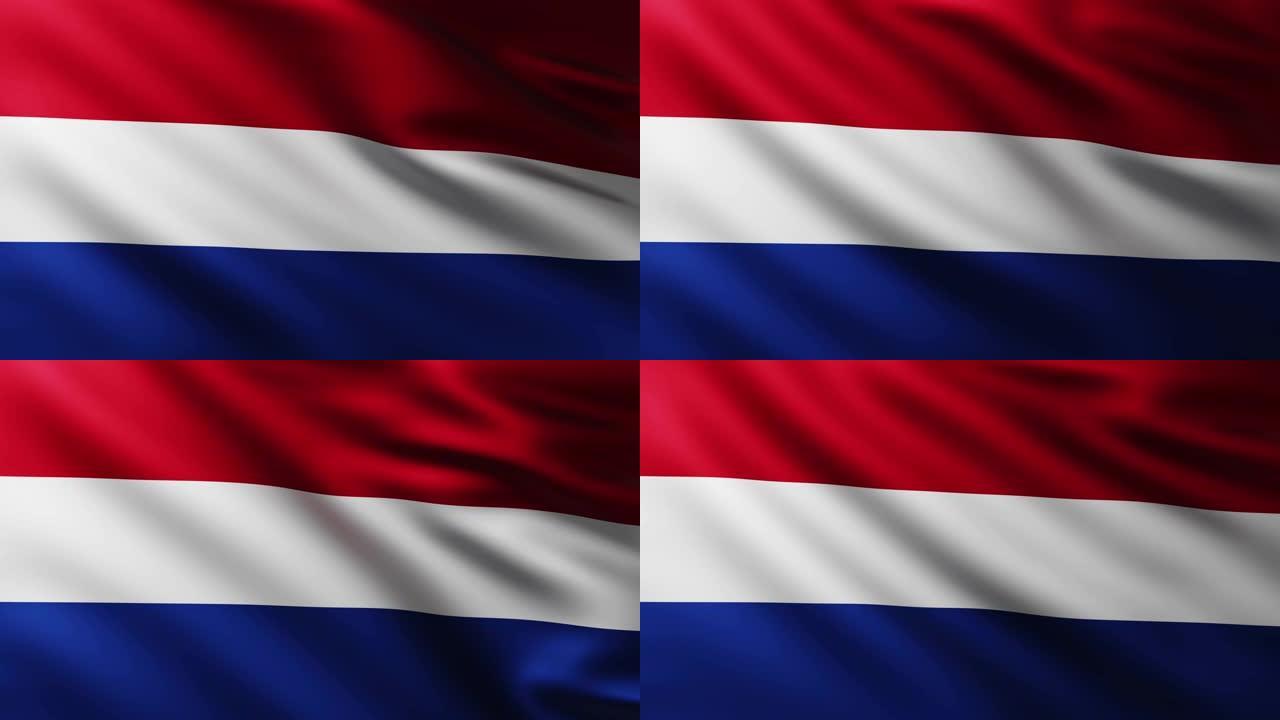 荷兰大旗的背景在风中飘扬