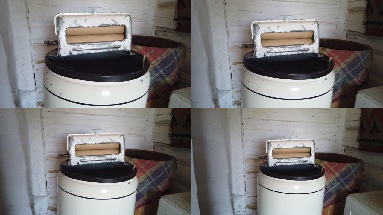 老式洗衣机的视图复古电器