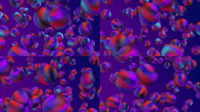 彩色3d球体浮动背景动画，4k
