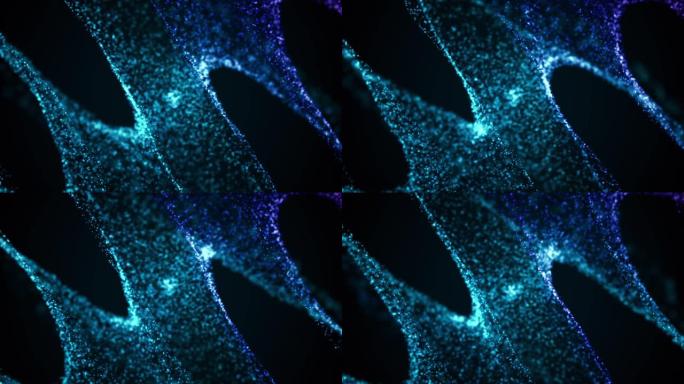 计算机从流动颗粒中生成螺旋有机形状。气态优秀背景的3d渲染
