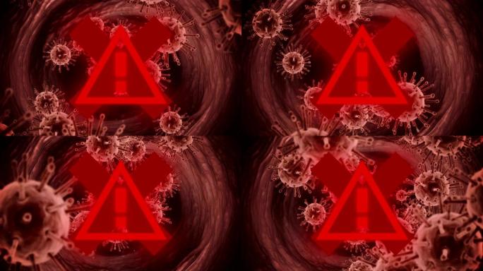 红十字会和注意力标志着地球旋转的喉咙中的新型冠状病毒肺炎细胞