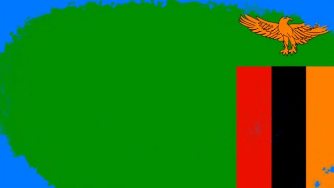 4K - 3种不同的油漆笔刷风格过渡动画与赞比亚国旗