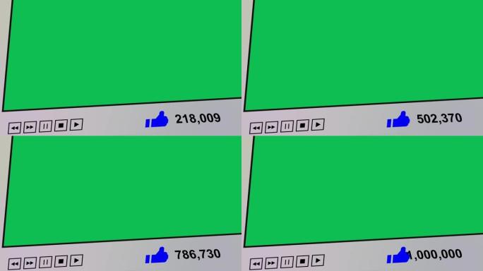 绿色屏幕的视频播放器，喜欢数到一百万