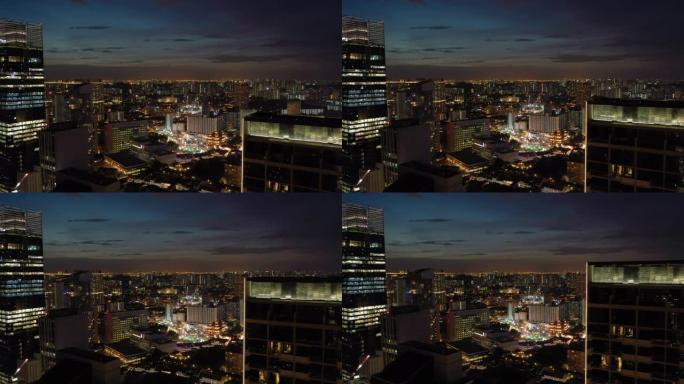 日落夜空新加坡城市景观空中全景4k