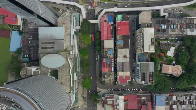 吉隆坡城市交通街道上的日间飞行空中俯拍全景4k马来西亚