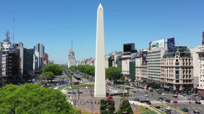 倾斜，布宜诺斯艾利斯的方尖碑地标和绿色字母BA