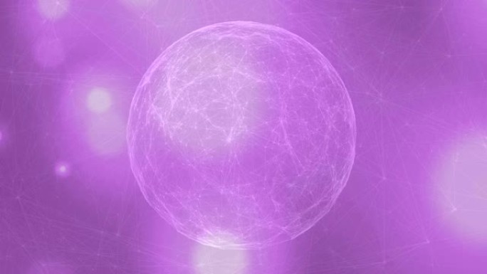 在紫色背景下移动的网络连接地球仪的数字生成视频
