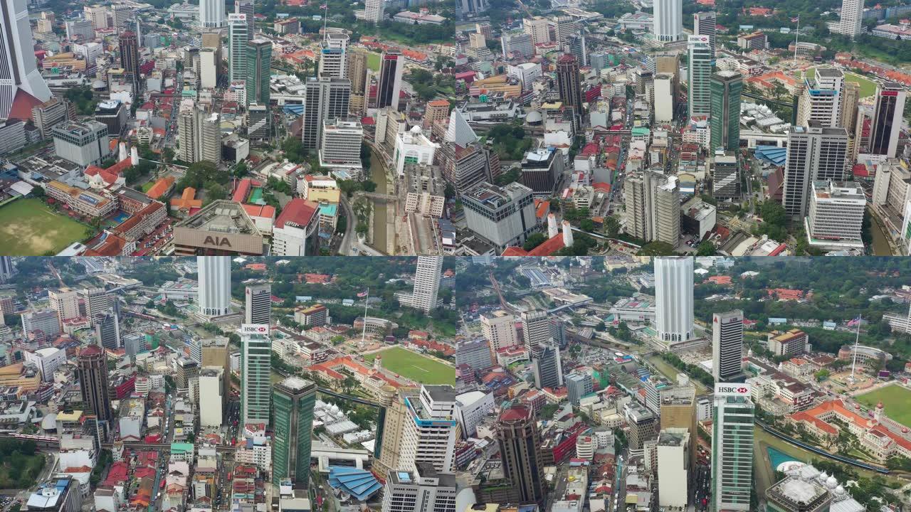 吉隆坡市中心日间交通航空全景4k马来西亚