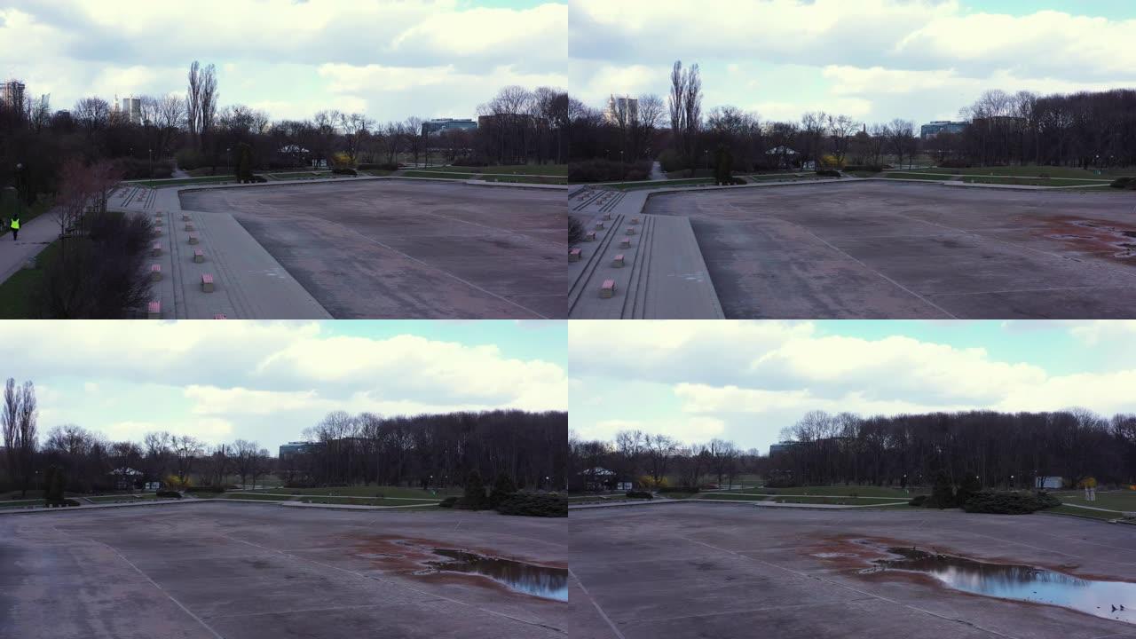 华沙Covid-19大流行期间空旷的公园鸟瞰图