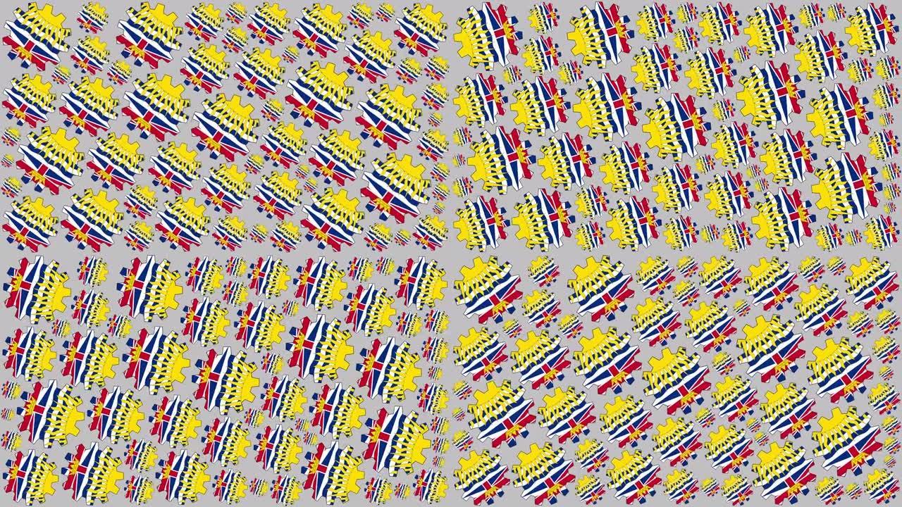 不列颠哥伦比亚省国旗齿轮旋转背景