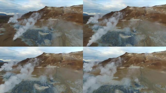 冰岛。带喷气孔的地热田。