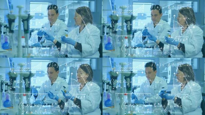 与两名在实验室工作的科学家对抗的数学方程式
