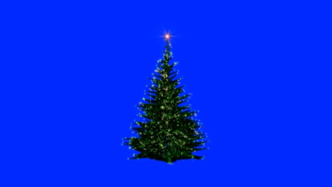 圣诞节日灯树旋转，蓝屏Chromakey