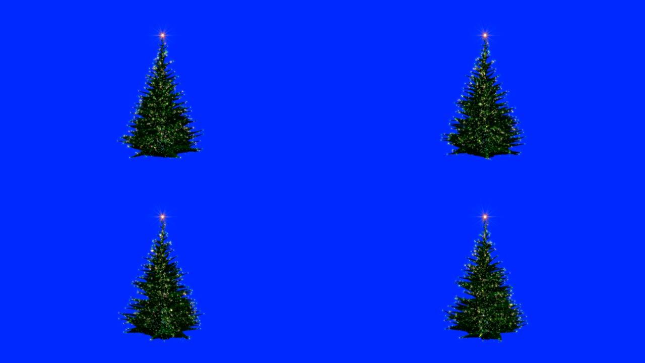 圣诞节日灯树旋转，蓝屏Chromakey