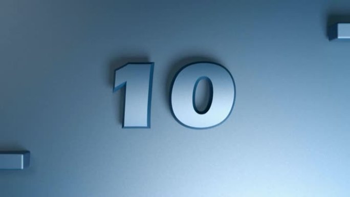 数字10在蓝色背景上的蓝色，与水平条移动- 3D渲染视频剪辑