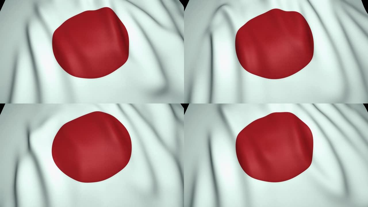 挥舞现实的日本国旗背景。循环动画