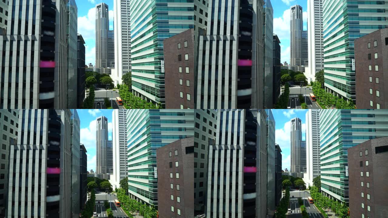 日本东京新宿的摩天大楼视图/城市现代商业建筑的鸟瞰图