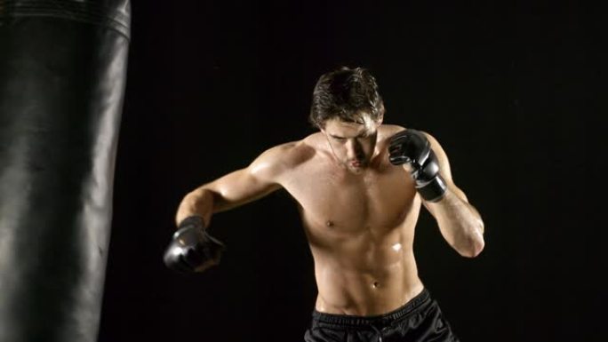 运动男性锻炼拳击慢动作