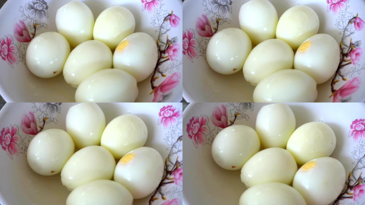 儿童剥煮鸡蛋水煮蛋特写视频素材