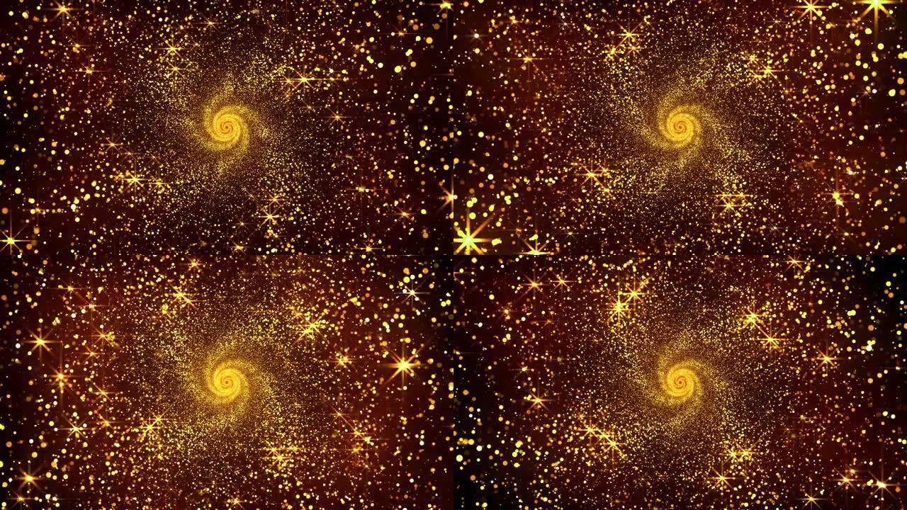 抽象闪光运动背景动画闪亮金光粒子隧道闪亮闪光粒子无缝4k循环视频动画