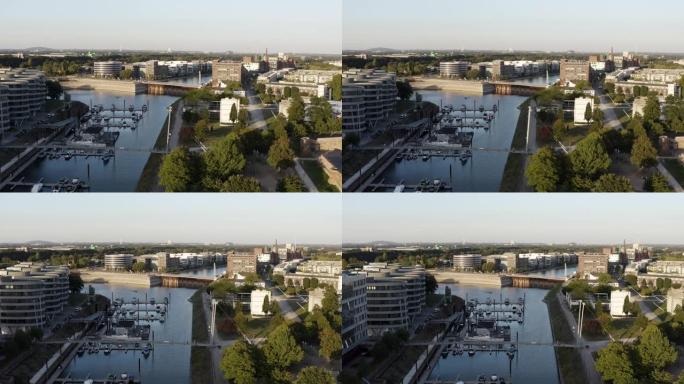 德国杜伊斯堡的港口无人驾驶飞机视图