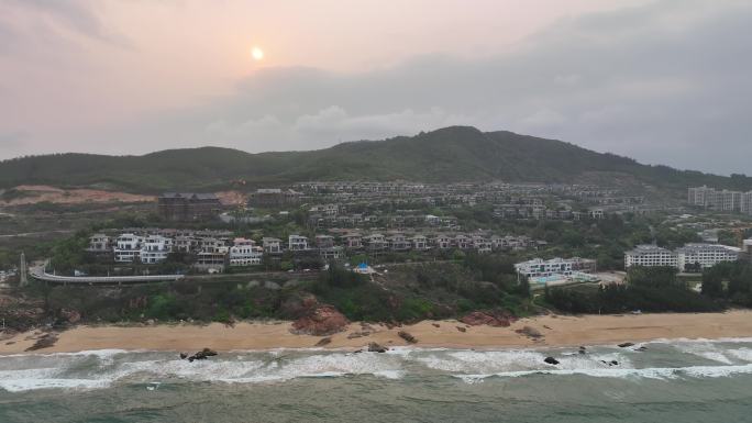 航拍海南陵水县富力湾海景美景