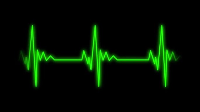 心脏心电图的绿色心脏波形