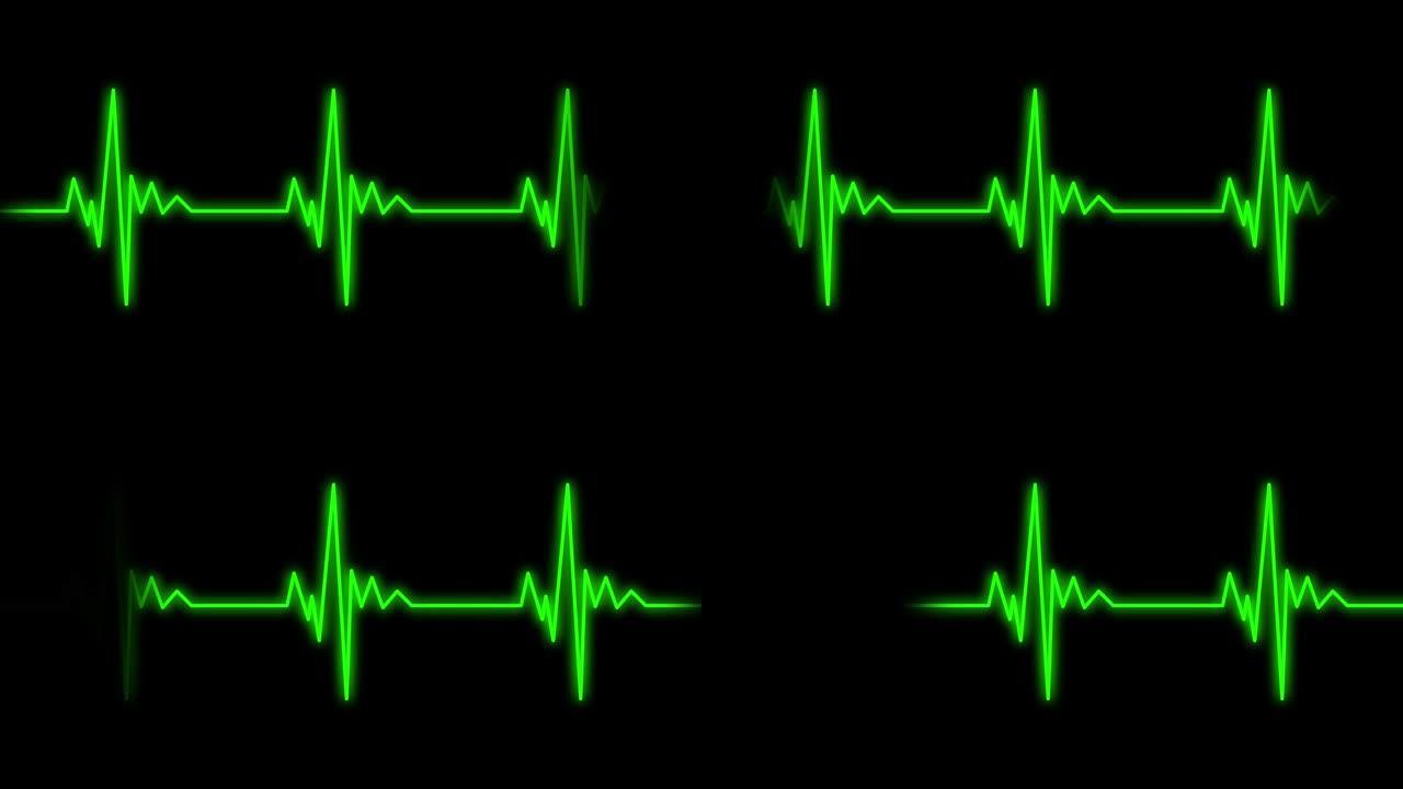 心脏心电图的绿色心脏波形