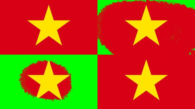4K-3不同的画笔风格过渡动画与越南国旗