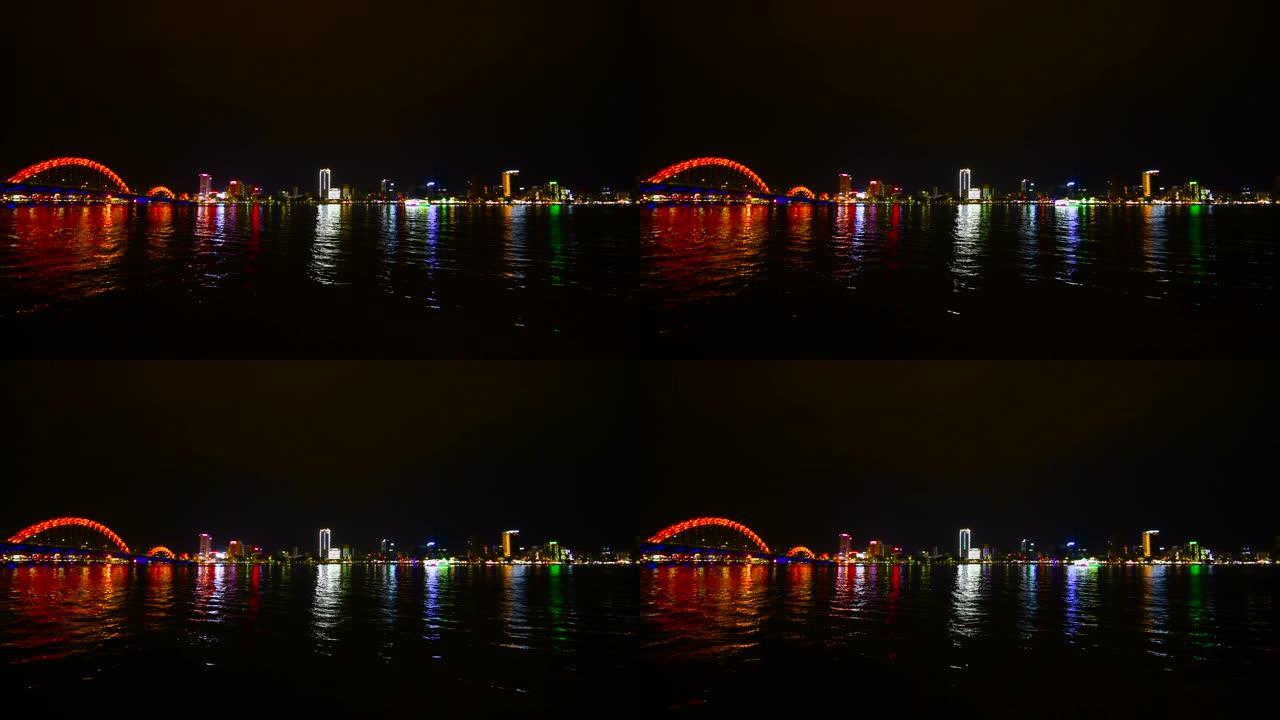 越南岘港龙桥夜景夜晚夜景