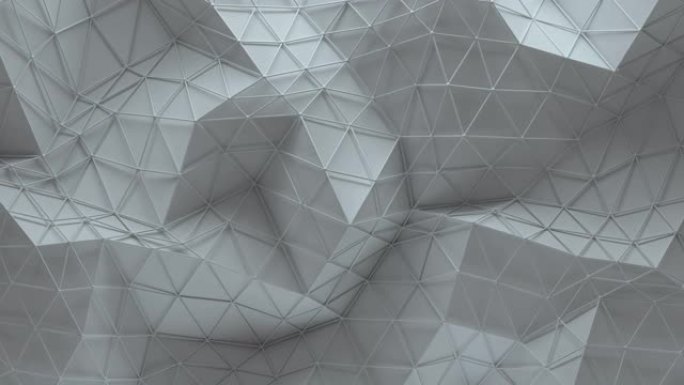 白色多边形几何表面3D渲染无缝循环动画