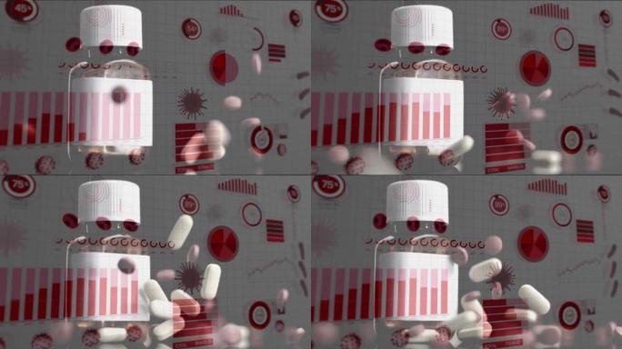冠状病毒数字接口防止药丸落在白色表面上