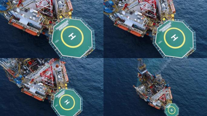海上石油平台的空中拍摄在白天工作