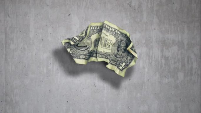 灰色混凝土背景上的1美元钞票背面