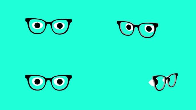 戴眼镜的眼睛在寻找4k动画