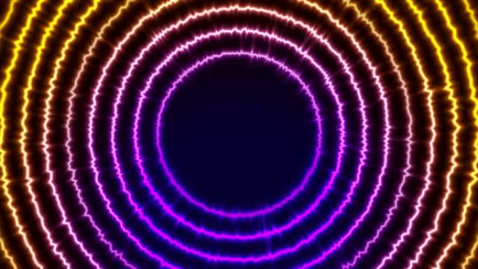 黄紫霓虹灯电圈技术视频动画