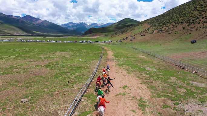 西藏旅游 高原节日 藏族节日 草原 赛马