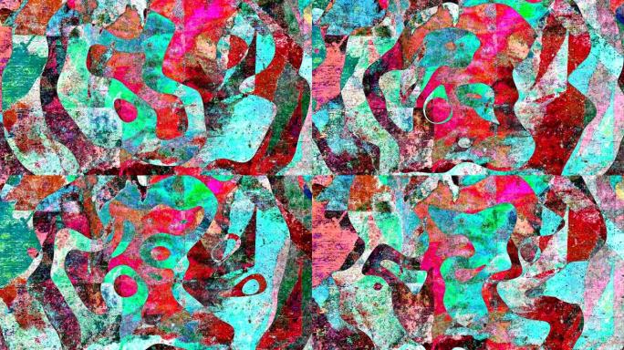 彩色垃圾艺术背景循环