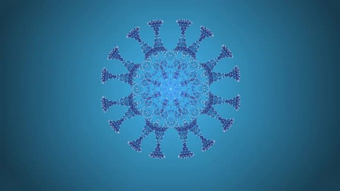 抽象蓝色背景，马赛克图案中的飞行粒子动画为雪花。