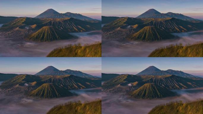 印度尼西亚东爪哇省布罗莫腾格里塞梅鲁国家公园火山的4k时间流逝