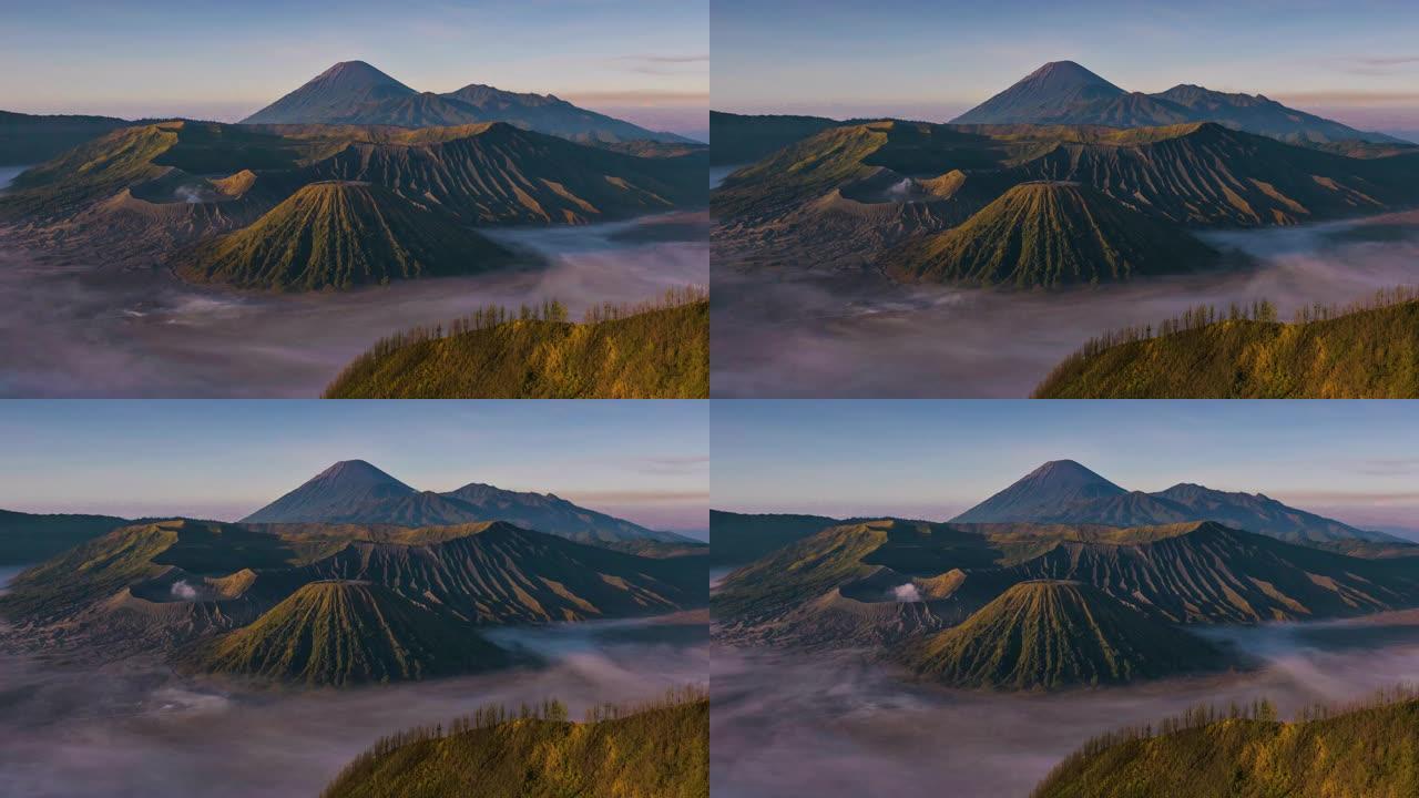 印度尼西亚东爪哇省布罗莫腾格里塞梅鲁国家公园火山的4k时间流逝