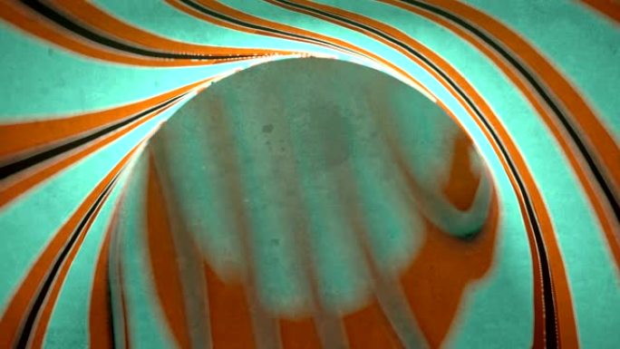 催眠螺旋图案3d渲染具有景深的数字无缝循环动画。光学错觉彩色几何背景。高清分辨率